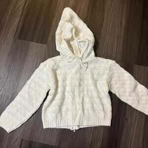 Vintage Child Wise Baby Back Zip Knitted Hooded Sweater White Size 24M